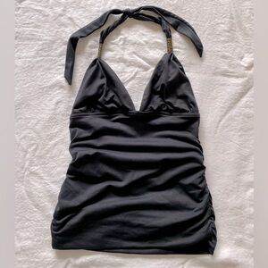 Seafolly Halter Singlet Top Tankini Black Size 8